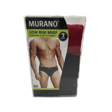 Murano Men S Solid 3 Pack Cotton Low Rise Brief Comfort Stretch Size S-28/30