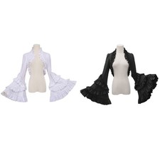 Women s Long Sleeve Ruffle Boleros Shrugs Top Cardigan Open Front Crop Tops