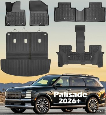 Floor Mats Thermoplastic Elastomer (TPE) 5 2026 Hyundai Palisade7 Seats Gas Only