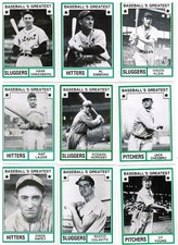 9 1982 TCMA Baseball Greatest Cards-Hafey-Cy Young-Lajoie-Hornsby-Greenberg ++