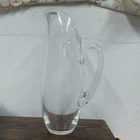 Vtg Signed Steuben MCM Art Glass Crystal Martini 10” Pitcher w/ Split Handle