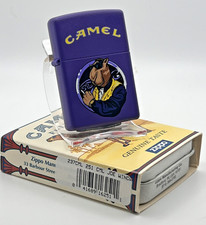 Genuine New 1998 ZIPPO Lighter Rare PORTHOLE CAMEL JOE Purple Case 28 Years Old