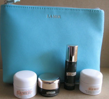 LA MER 5 PIECE SET MAKEUP BAG CREAM SERUM EYE