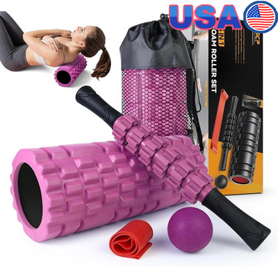 5 in 1 Foam Roller Set Deep Tissue Massage Trigger Point Stick Massage Ball New