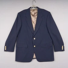 Evan Picone Blazer Men’s 43R Navy Wool 2-Button Gold Sport Coat