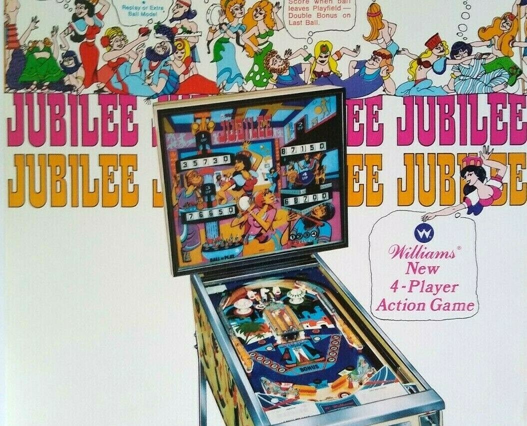 Jubilee Pinball FLYER Original Williams 1973 Game Art Print Sheet Retro Mod