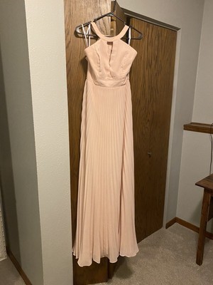 chinese dress ladies Blush Pleated Chiffon Elastic Waist Maxi Skirt