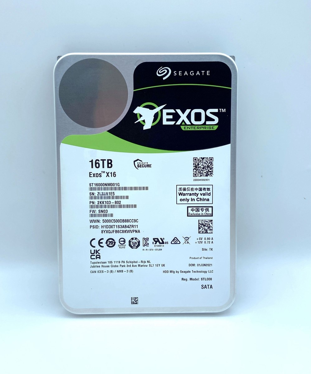 Seagate ST16000NM001G 16TB Exos X16 6Gb 512e 3.5 SATA Enterprise