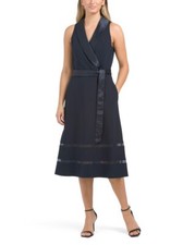 ADRIANNA PAPELL Tuxedo Midi Dress With Illusion Detail (size 16)