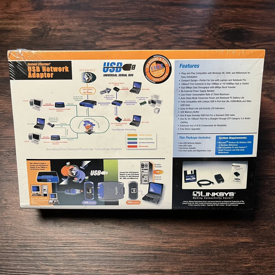 USB Network Card For Windows 98/ME/2K Linksys 10/100 NOS - Image 2 of 4