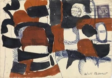 WILL BARNET : Abstract Composition : Archival Art Print