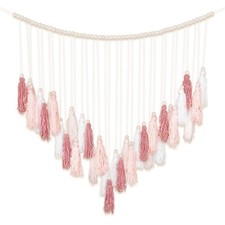 Large Macrame Wall Haning Boho Home Decor, Blush Pink Tassel Wall Decor Bohem...