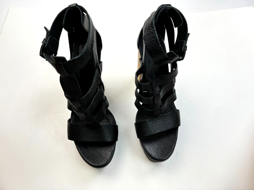 Vic Matie Italy High Heel Sandals Women 39 US 9 EUC Black Leather Strap Shoes - Picture 12 of 21