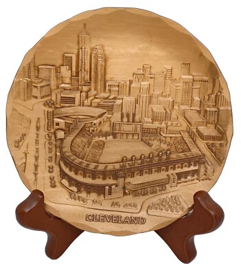 Wendell August 1998 Solid Bronze Forged Cleveland, Ohio Plate With Easel Stand