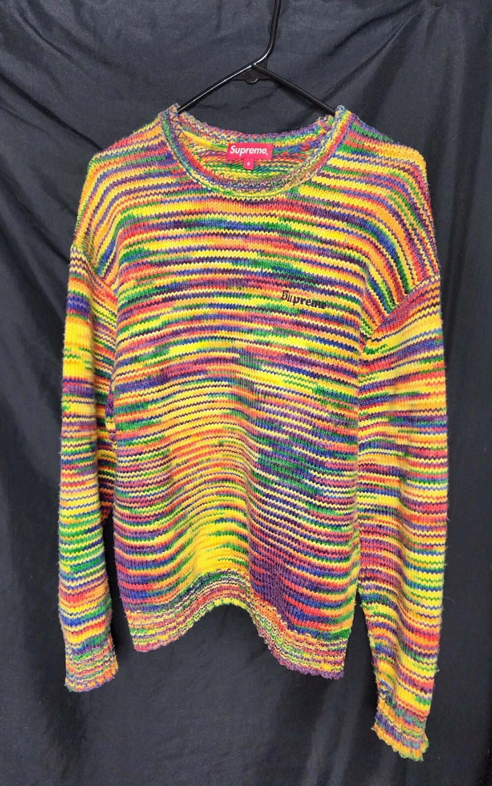 Pull statique multicolore à col tissé Supreme taille PETIT * Rare