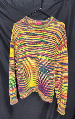 Supreme Woven Crew Neck Static Sweater Multi Colored Size SMALL 
