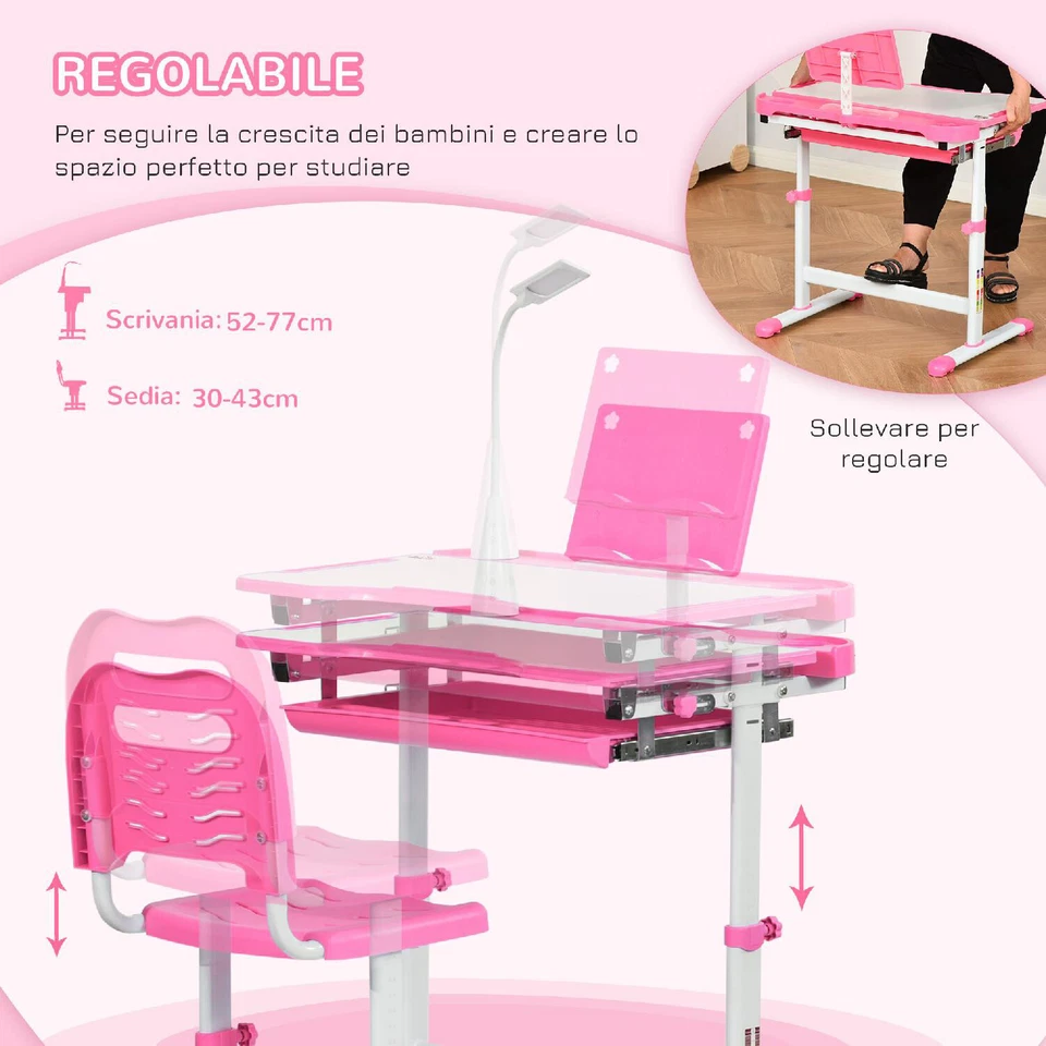 DecHome Banco Scuola con Sedia Regolabile in Acciaio 062PK3 - Immagine 4 di 4