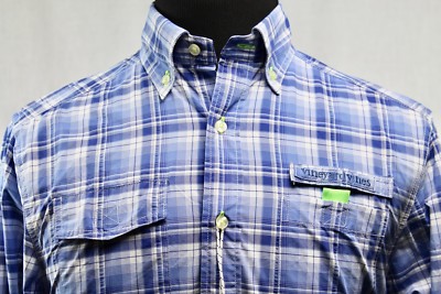 Vineyard Vines Hard Mens LS Rogia Plaid Royal Ocean Casual Dress Shirt sz XS