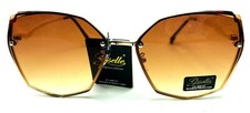 Giselle Designer Sunglasses Large Oversized Butterfly Metal Frames Gold Lens