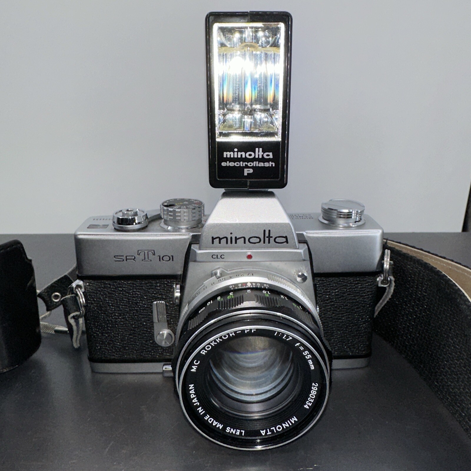 Minolta Srt 101 W/ Rokkor- PF lens Flash Case Untested – Naares