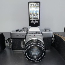 Minolta Srt 101 W/ Rokkor- PF lens Flash Case Untested