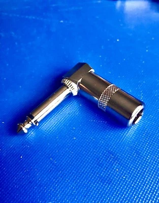 6.3mm Right Angle Jack Plug Metal Mono Guitar Instrument Audio Cable Connector