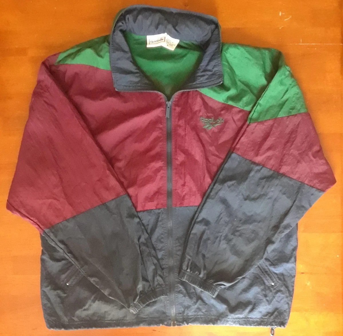 VINTAGE 90S REEBOK MULTI-COLOR WINDBREAKER JACKET HIP HOP OG