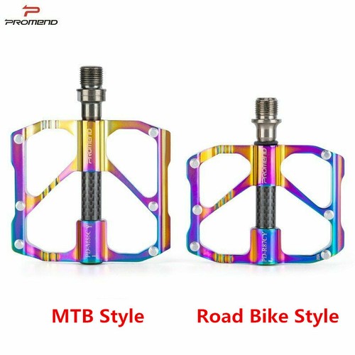 PROMEND Carbon Tube Titanium Bicycle Flat Pedal MTB Road Bike Pedal 3 Bearings - Picture 25 of 25