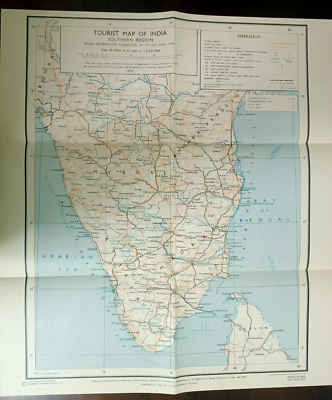 INDIA VINTAGE TOURIST MAPS: TOURIST MAP OF INDIA SOUTHERN REGION
