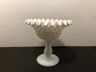 Fenton 6" Peanut Compote Crimped Dish Hobnail Milk Glass 3627