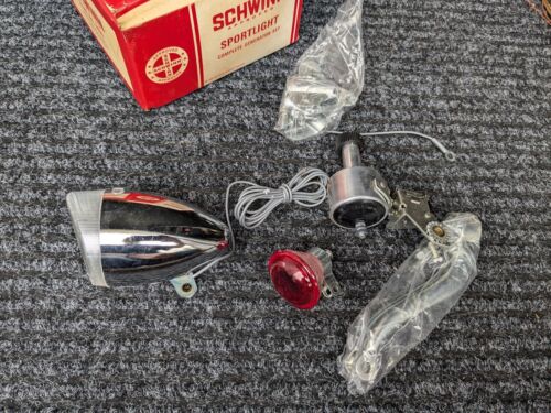 Vintage NOS Schwinn Fahrrad SPORTLIGHT Generator Licht Set 1971 komplett in Box - Bild 2 von 14