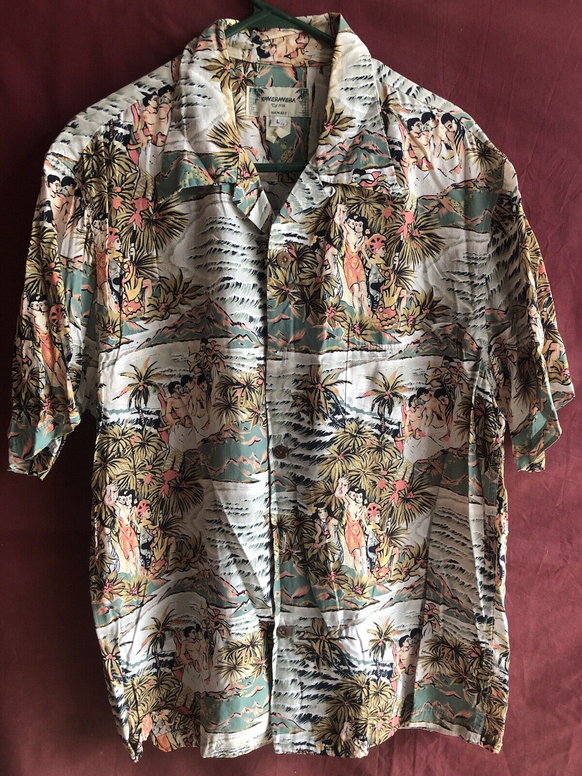 VTG Kamehameha Hawaiian Shirt Rayon sz.L - image 1