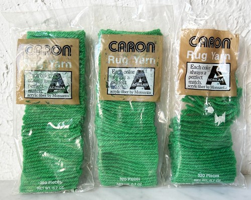 Caron Pre-Cut Rug Yarn Acrylic Latch Hook - 2+ Packages Color Green ...