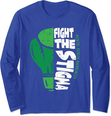 Fight The Stigma Green Ribbon Mental Health Awareness Long Sleeve T-Shirt