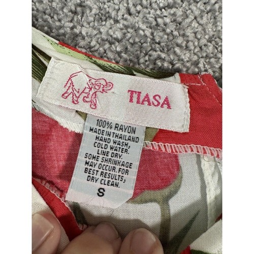 Maxi abito vintage Tiasa taglia 8 Aloha Rayon Festival Hawaii Island Cruise floreale - Foto 3 di 10