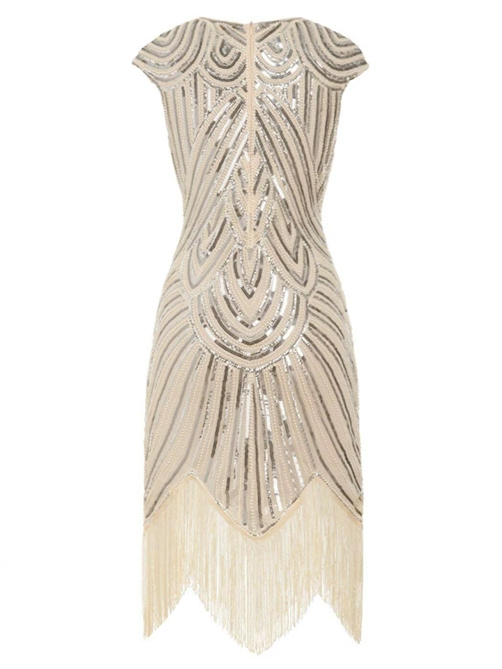 Ladies Deluxe 1920s Roaring 20s Flapper Costume Sequin Pearls Gatsby Fancy Dress - image 4 of 4