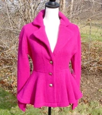 Roja Peplum Fuchsia Lambswool Sweater Cardigan  Jacket NWOT S