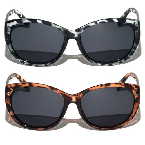 2 Pairs Women Outdoor Reading Sunglasses Oversized - Full Lens Readers Leopard - Picture 21 of 27