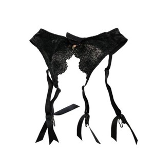 VINTAGE x NYLON garter belt lace in black size Small