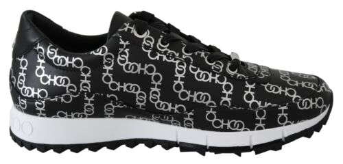 Jimmy Choo Elegant Black & Silver Leather Sneakers - Picture 1 of 8