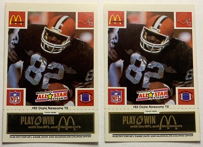 OZZIE NEWSOME 2 1986 McDonald's Play & Win All-Star Team Black Tab