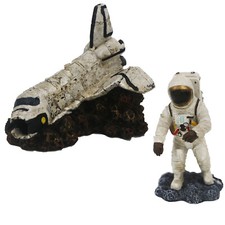 Aquarium Fish Tank Ornament Decoration, Space Shuttle wreck and Astronaut