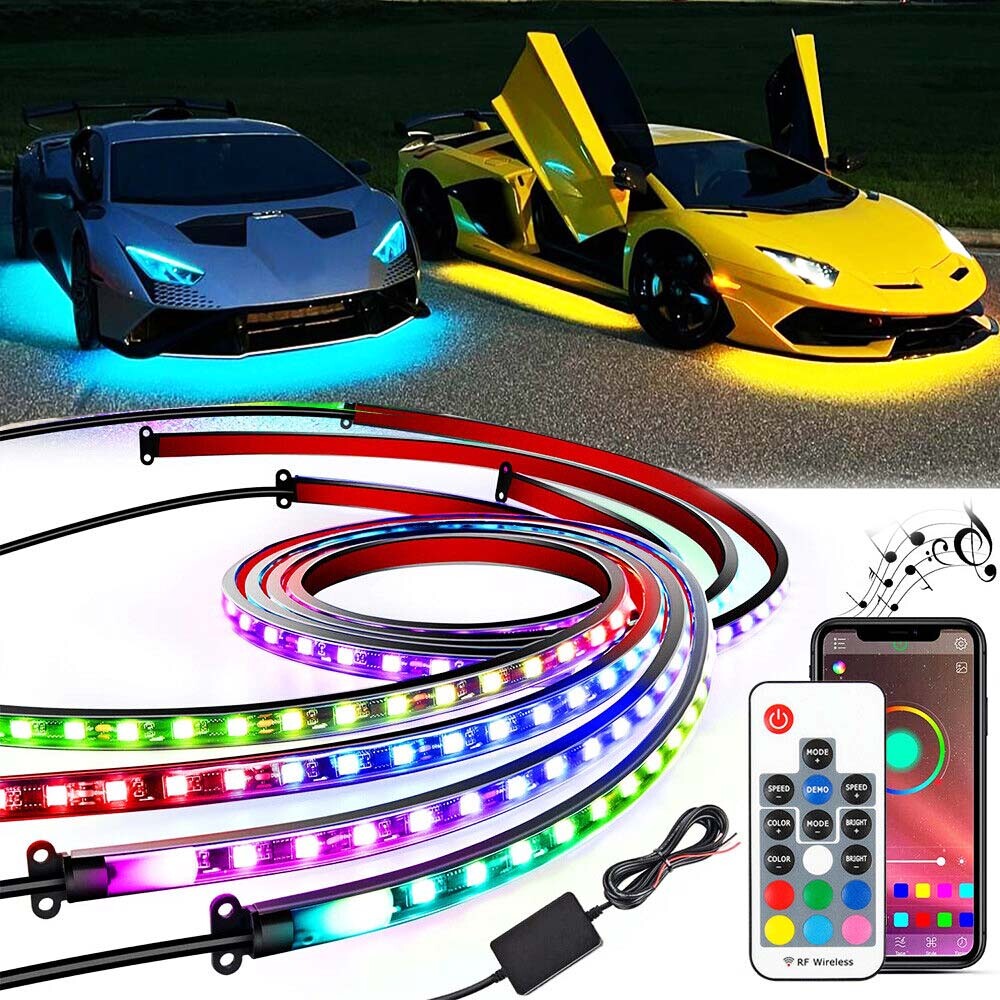 6pc RGB Dynamic LED Underglow Light Music Bluetooth For Lamborghini Aventador