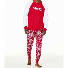 Family Pajamas Matching Men's Merry Pajama Set, Size Large