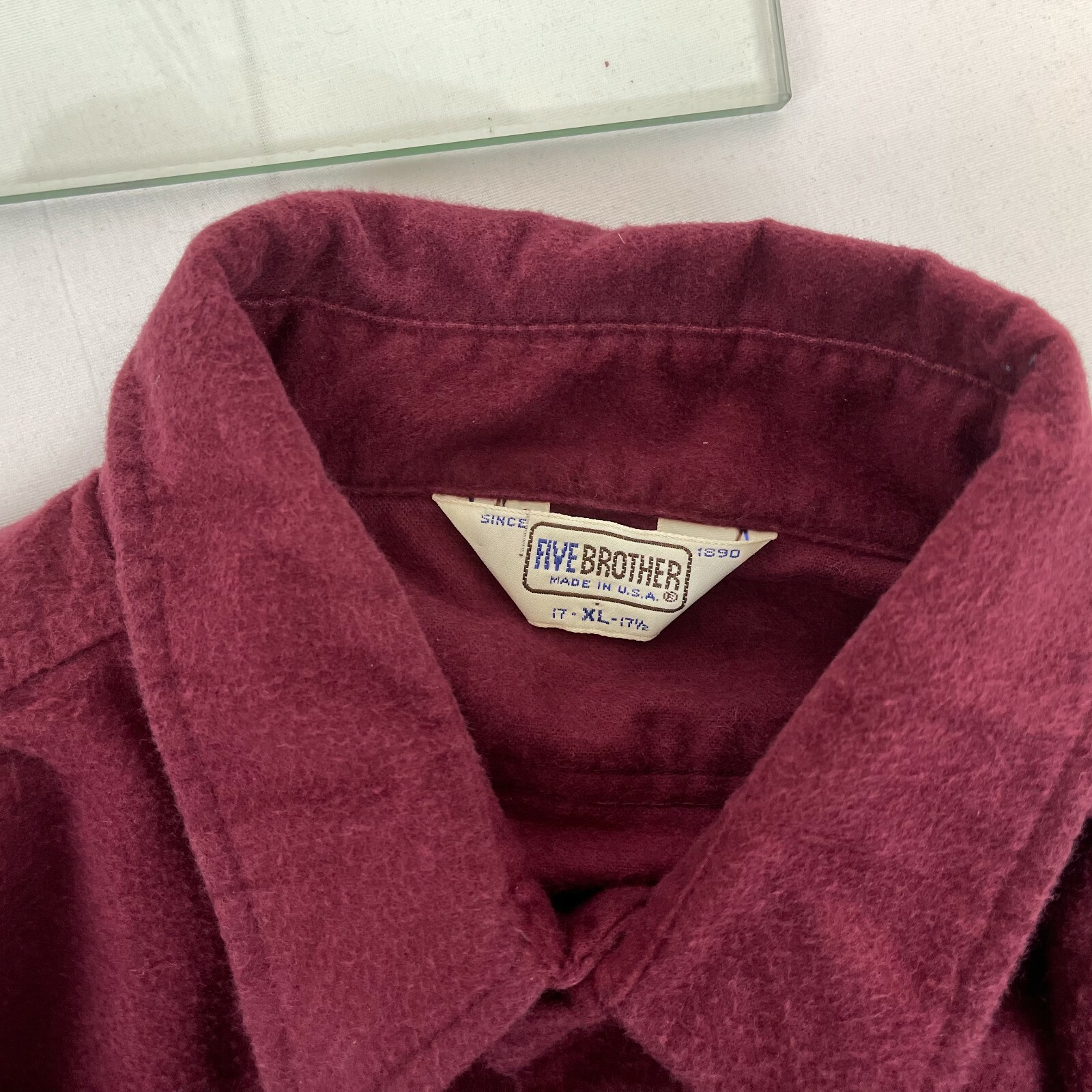 Five Brother Solid Button Up Flannel Shirt Vintag… - image 4