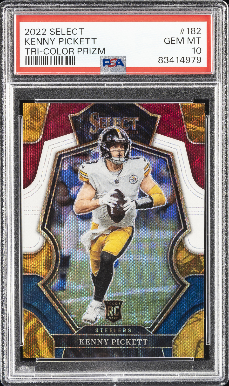2022 PANINI SELECT TRI-COLOR PRIZM #182 KENNY PICKETT 140/199 PSA 10