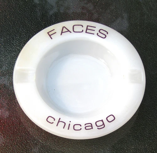 Vintage FACES Disco Night Club Milk Glass Advertising Ashtray Rush St. Chicago