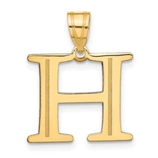 14k Yellow Gold Polished Etched Letter H Initial Pendant Perfect Gift for Her