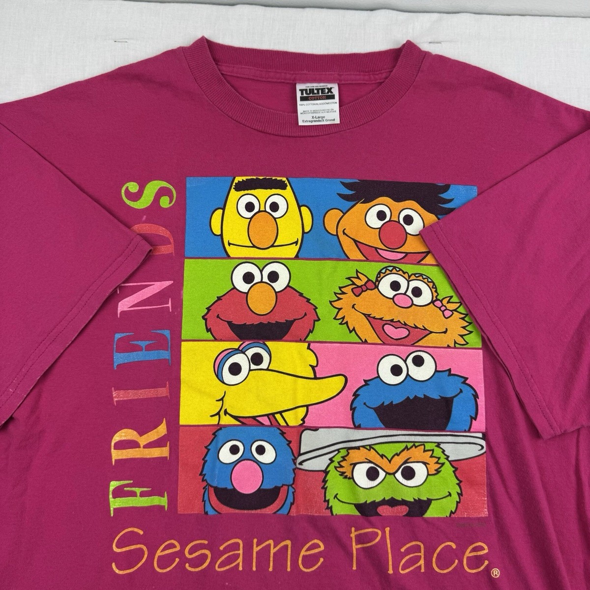 Vintage Sesame Street T Shirt Adult XL Pink Sesame Place Friends