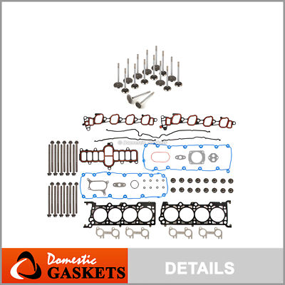 Head Gasket Set Intake Exhaust Valves Fit 00-05 Ford F, E Series V8 5.4 SOHC 16V